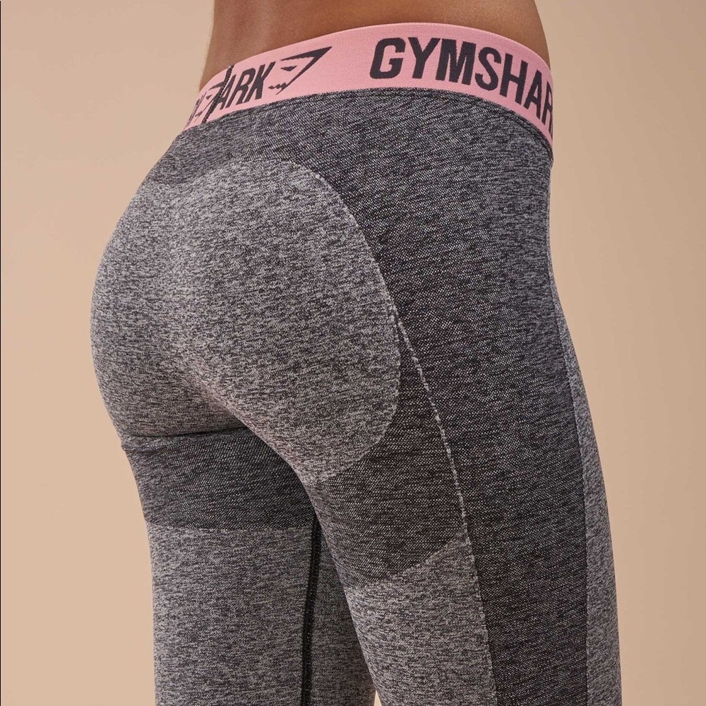 Gymshark Flex Leggings - Charcoal Marl/Peach Pink